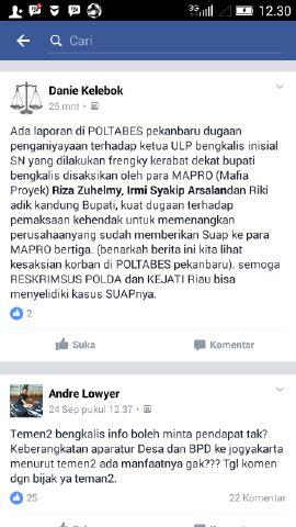 Heboh di Facebook, Dipukul Timses Bupati, Ketua ULP Buat Laporan ke Poltabes Pekanbaru
