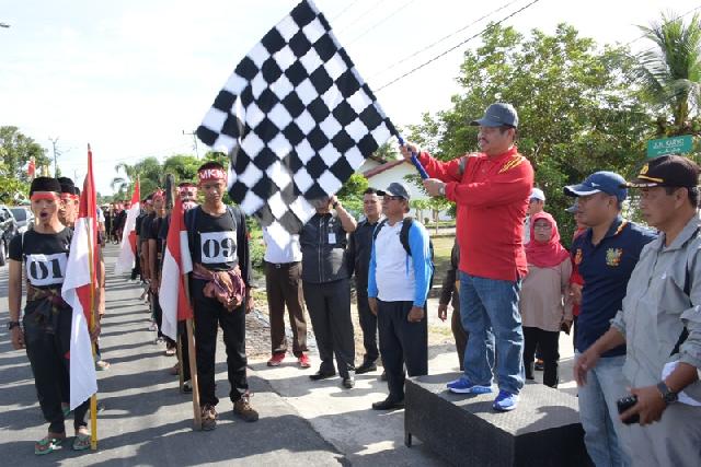 Sebanyak 550 Pelajar dan Pemuda Bantan Ikuti Napak Tilas Sempena Hari Pahlawan