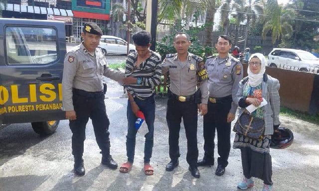Patroli Sabhara Polresta Pekanbaru, Amankan Pelaku Tindak Pidana Penggelapan Sepeda Motor