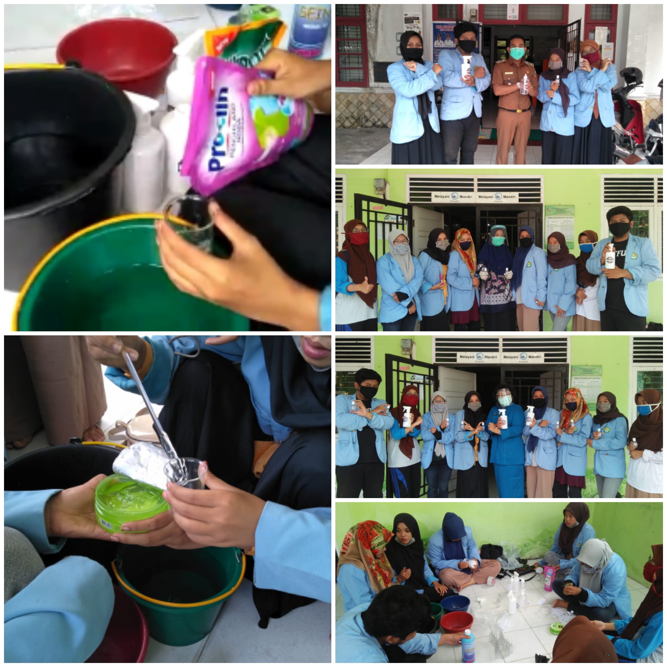 Tim Pengabdian Kukerta UNRI Kelurahan Cinta Raja Membuat Hand Sanitizer dan Disinfektan