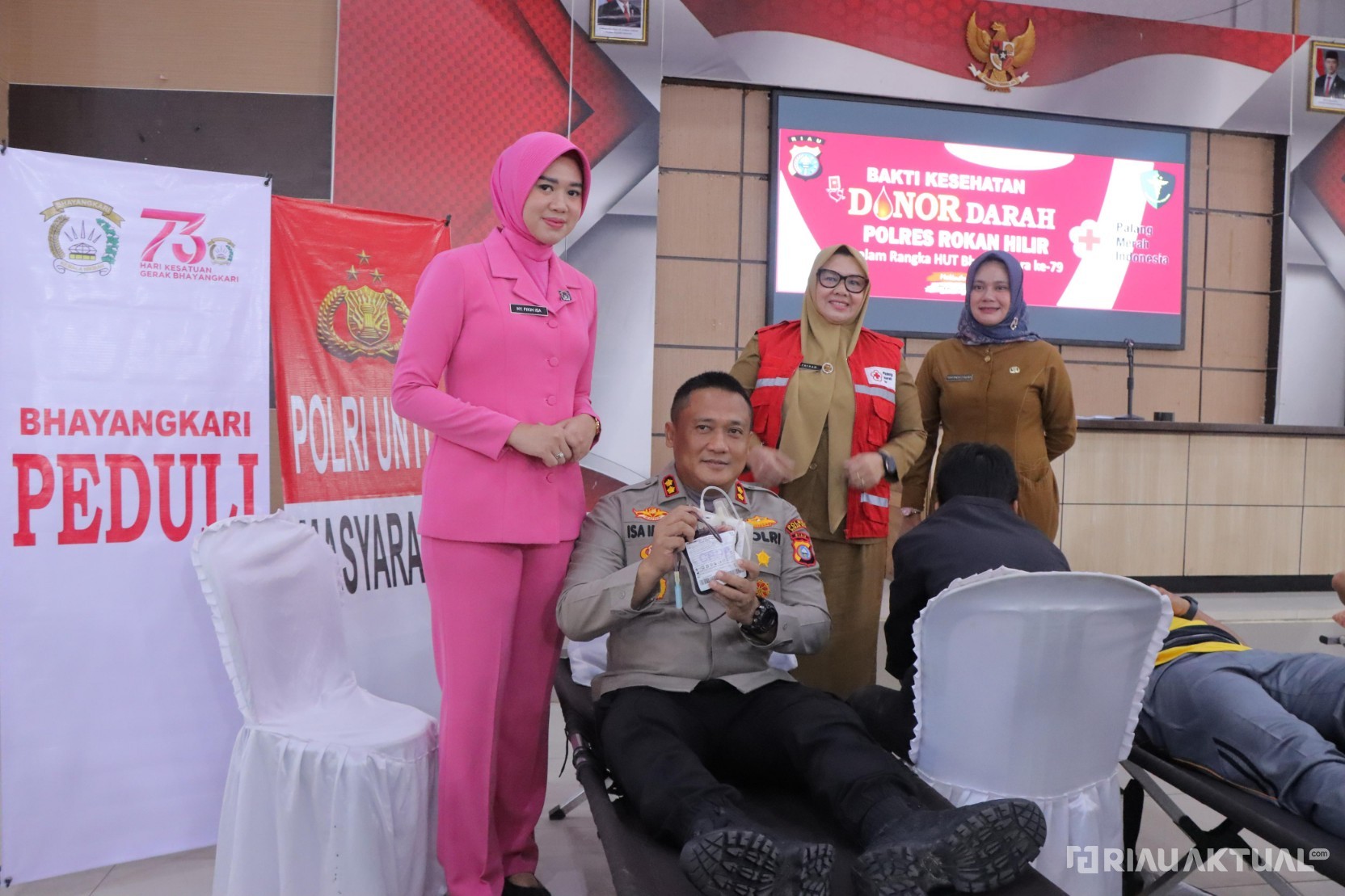 HUT Bhayangkara ke-79, Polres Rohil Gelar Donor Darah Bersama PMI Bukti Kepedulian Polri