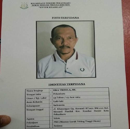 Terpidana Kasus Korupsi Honor Pegawai Kebersihan Kelurahan di Pekanbaru Dieksekusi