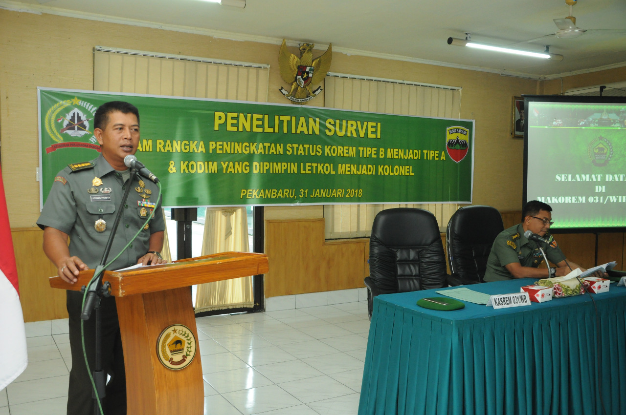 Tim Pusterad Survey Peningkatan Status Korem dan Kodim di Riau