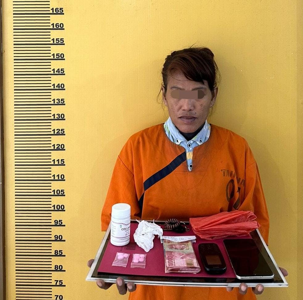 Satresnarkoba Polres Inhu Tangkap Wanita Pengedar Pil Ekstasi di Areal Perkebunan PT Mega