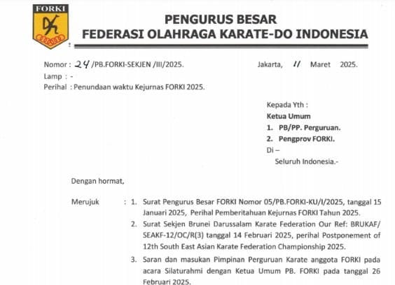 Kejurnas Karate Forki di Riau Ditunda, Ini Penyebabnya