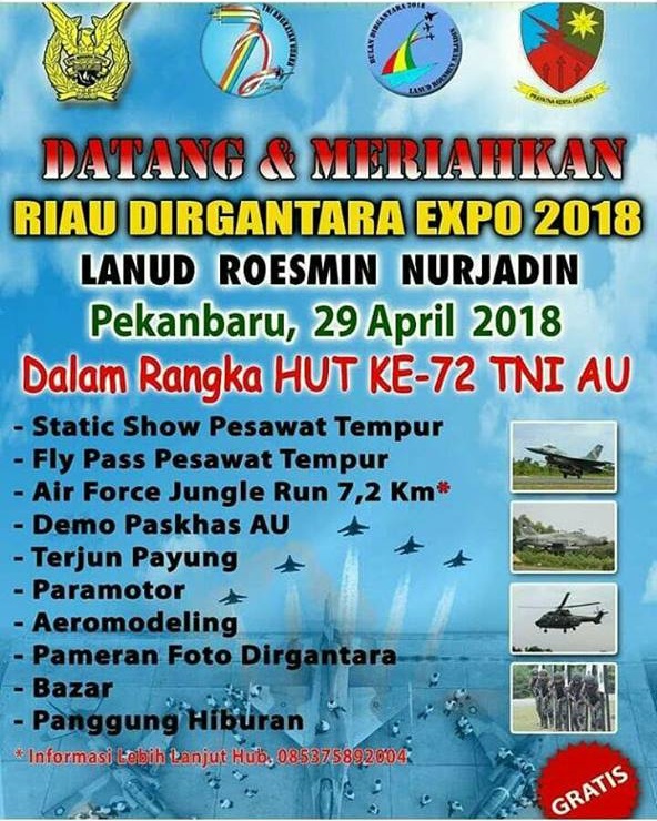 Lanud Rsn Pekanbaru Ajak Masyarakat Saksikan Aksi Pesawat Tempur Minggu Besok