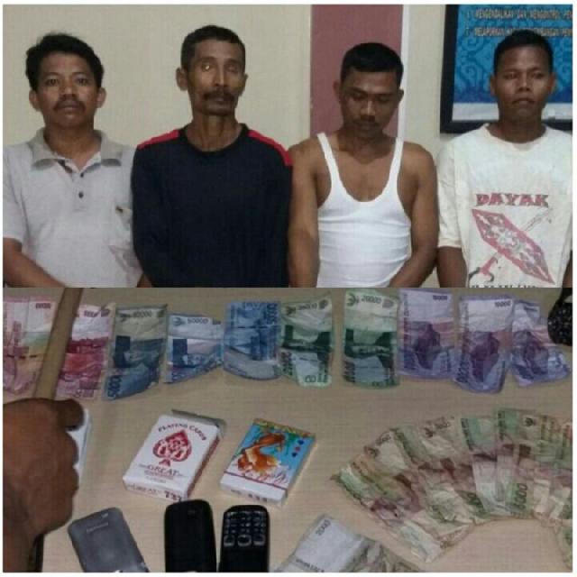 Satreskrim Polres Kampar Tangkap Empat Pelaku Judi