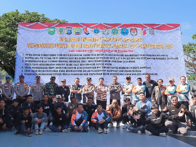 Wujudkan Pemilu Damai, Polres Siak Laksanakan Deklarasi Tertib Berlalu Lintas