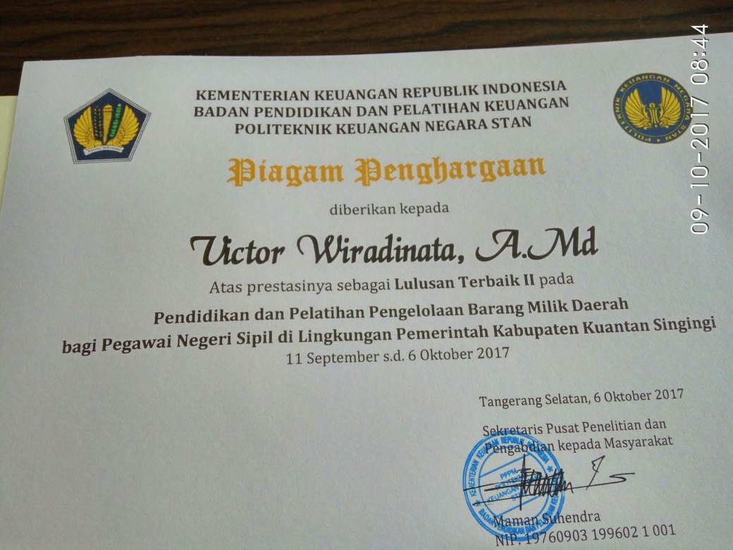 Dipersip Kuansing, Raih Peringkat II, Pada Pelatihan Pengelolaan Aset Daerah