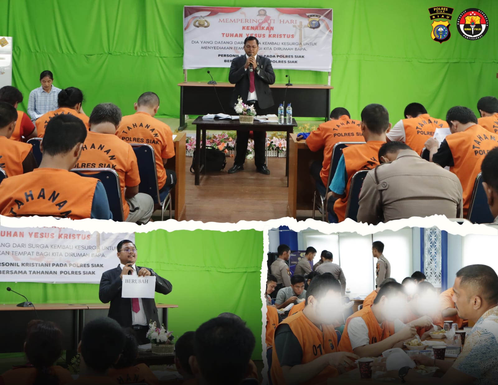 Polres Siak Selenggarakan Ibadah Peringatan Kenaikan Isa Al Masih Bagi Tahanan Kristiani