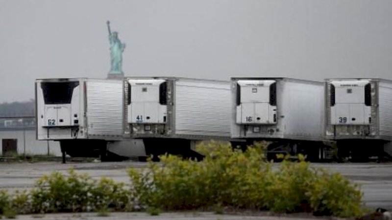Wah, Truk Berisi Ratusan Mayat Korban Covid-19 Belum Dikubur di New York