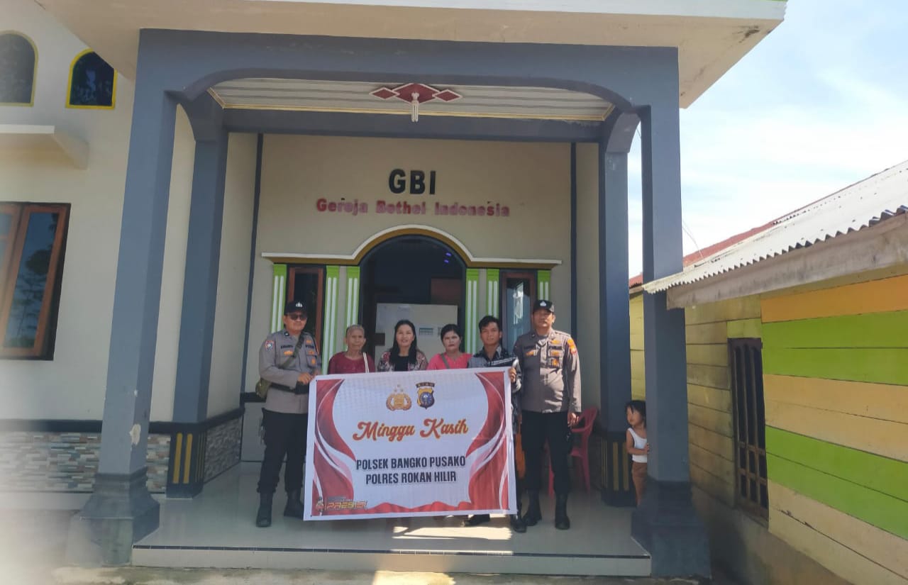 Minggu Kasih, Polsek Bangko Pusako Ajak Jemaat Gereja Bethel Indonesia Jaga Kamtibmas