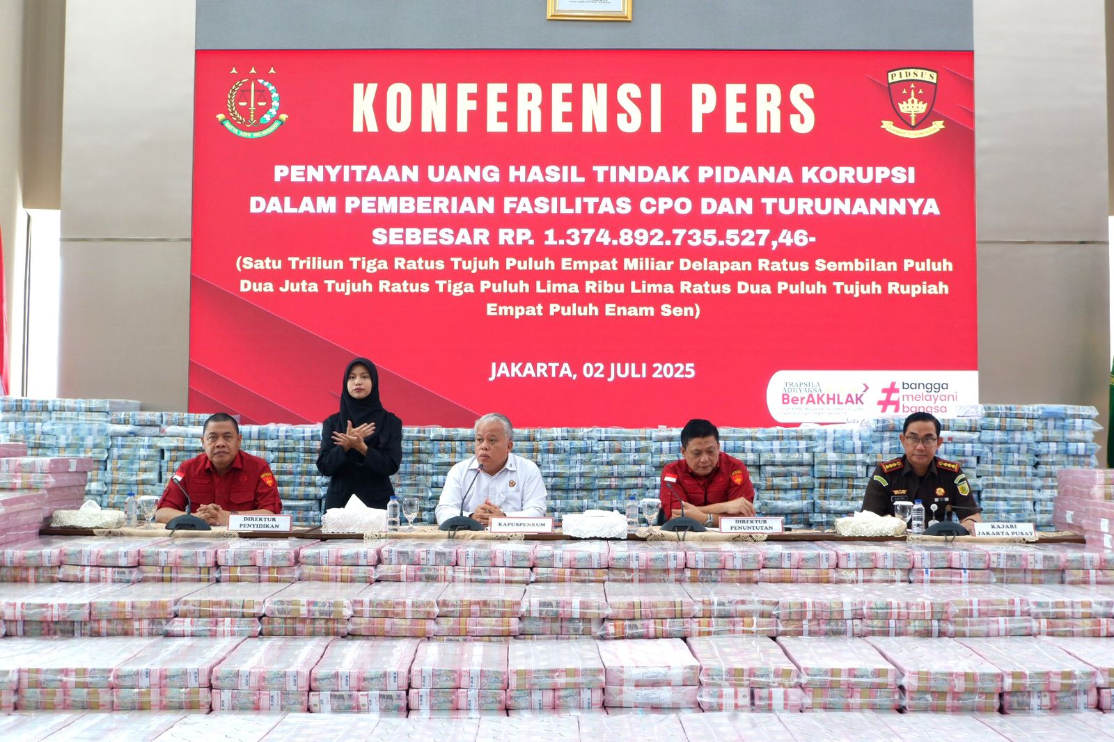 Kejagung Kembali Sita Uang Rp1,3 Triliun dari 6 Korporasi Terkait Korupsi Ekspor CPO