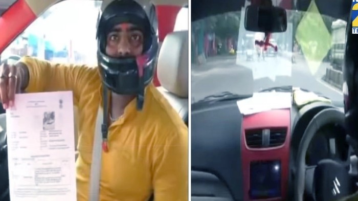Pria Ini Ditilang Gara-gara Nyetir Mobil Enggak Pakai Helm