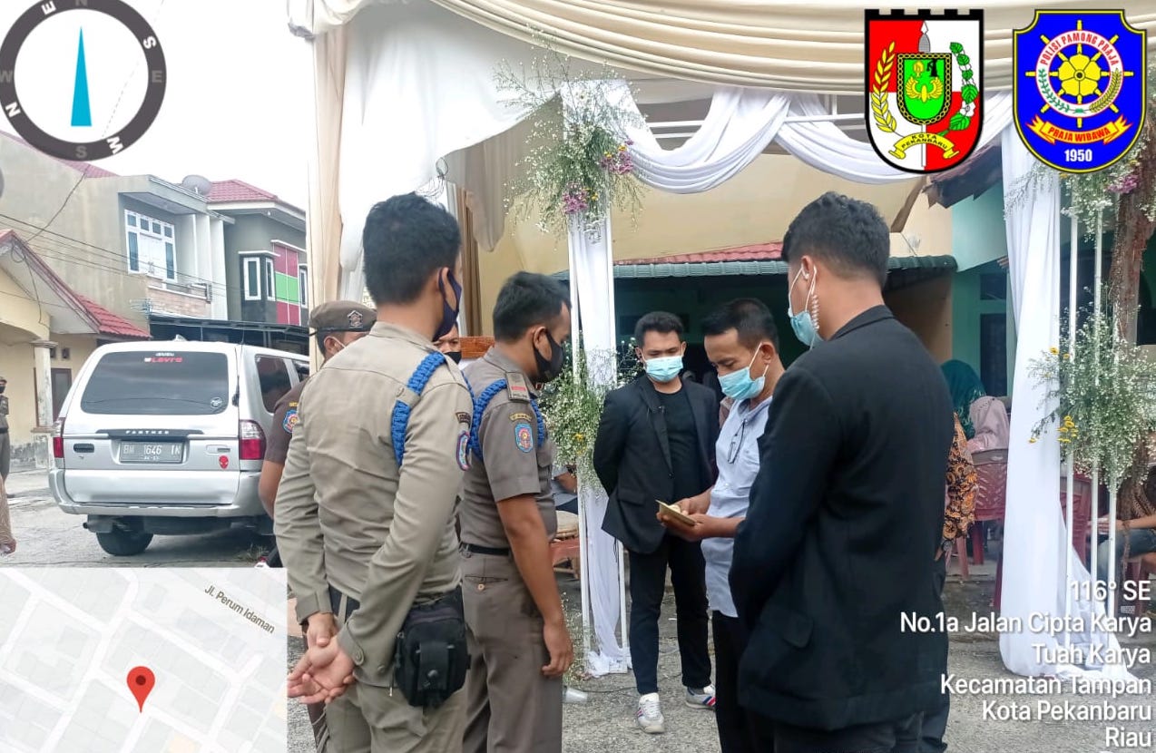 Antisipasi Lonjakan Covid-19, Satpol PP Pekanbaru Cek Izin Keramaian Resepsi Pernikahan
