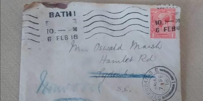 Selembar Surat yang Dikirim Sebelum PD I Tiba di Alamat Tujuan 100 Tahun Kemudian