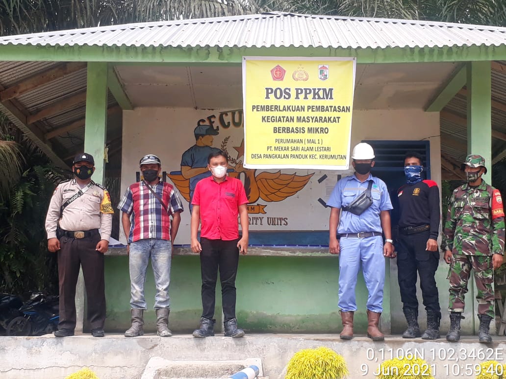 Bhabinkamtibmas Polsek Kerumutan Dirikan Posko PPKM Desa Pangkalan panduk