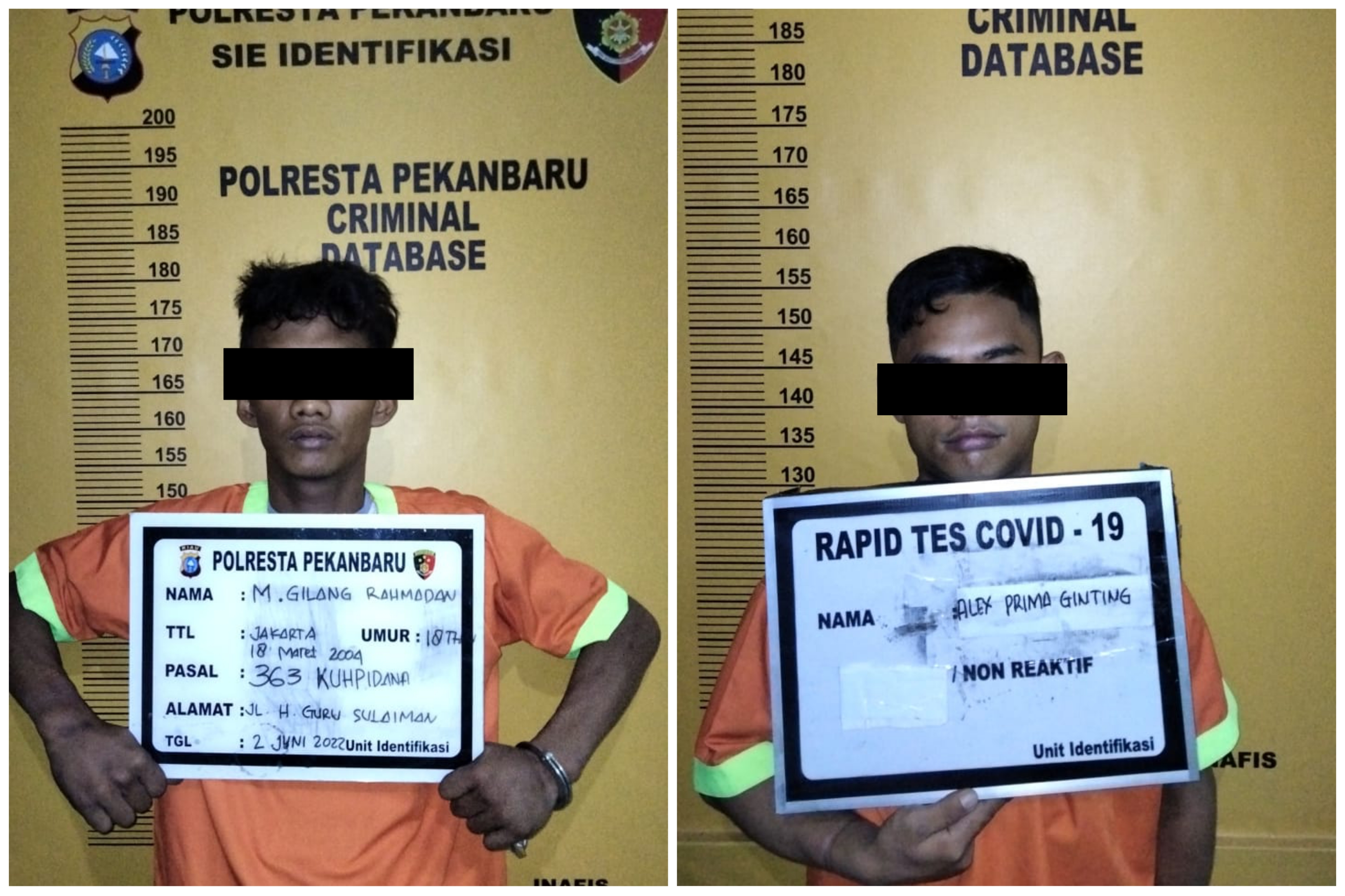 Dua Pelaku Diringkus Satreskrim Jembalang Polresta Pekanbaru