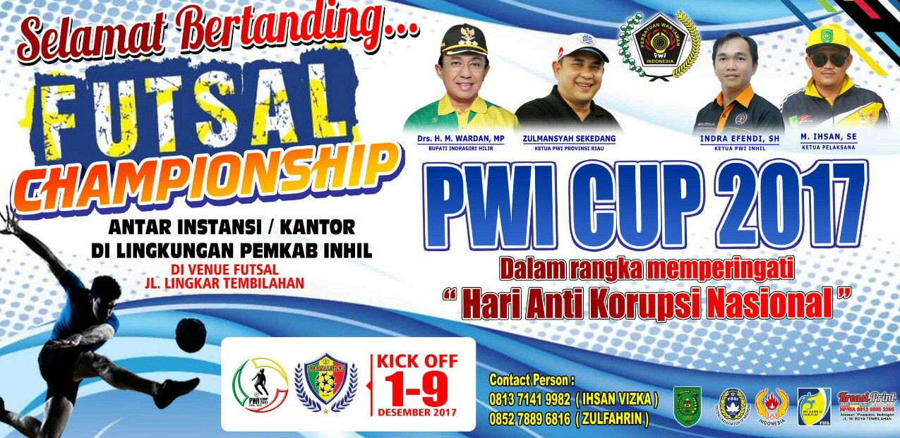 Peringati Hari Anti Korupsi, PWI Inhil Gelar Turnamen Futsal