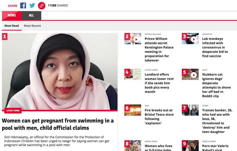 Wah! Hamil di Kolam Renang Jadi Berita Terpopuler Media Inggris