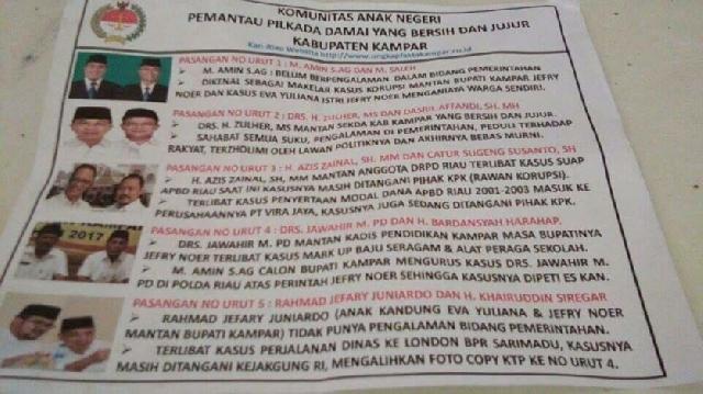 Pilkada Kampar memanas, selebaran gelap mulai beredar