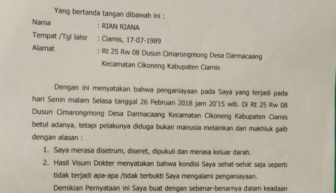 Mengagetkan, Ustaz di Ciamis Mengaku Dianiaya Makhluk Gaib
