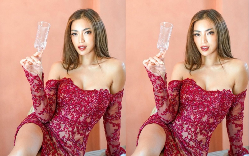 Duh! Pose Menggoda Jessica Iskandar Bergaun Merah, Dinar Candy: Ulala