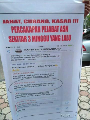 Percakapan Group WA diduga Pejabat Pemko Pekanbaru Minta Coblos Nomor 3 Bocor