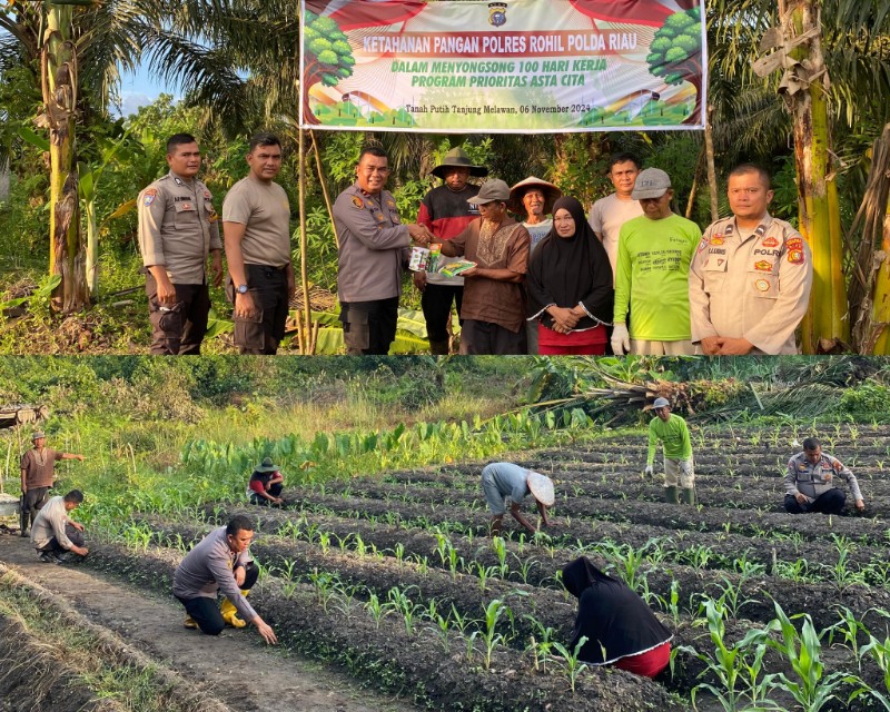 Kapolsek TPTM Serahkan Bibit Tanaman, Dukung Program Ketahanan Pangan Presiden Prabowo
