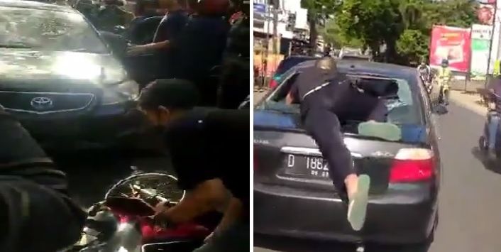 Video Wanita Pengemudi Sedan Dikejar, Pria Menggantung di Mobil Pecahkan Kaca