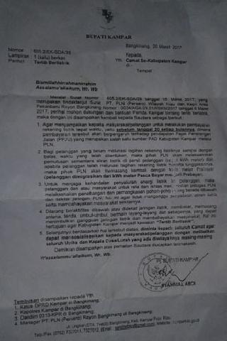 Kecewa Dengan PLN, Warga Tolak Surat Edaran Pj Bupati Kampar Tentang Tertib Berlistrik