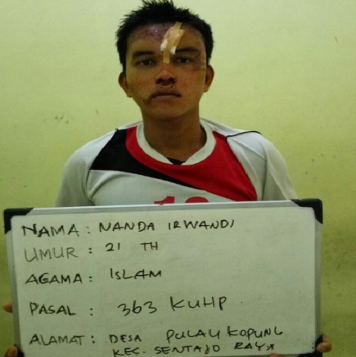 Pelaku Jambret di Kuansing Tertangkap Karena Motor yang Dikendarai masuk Lubang