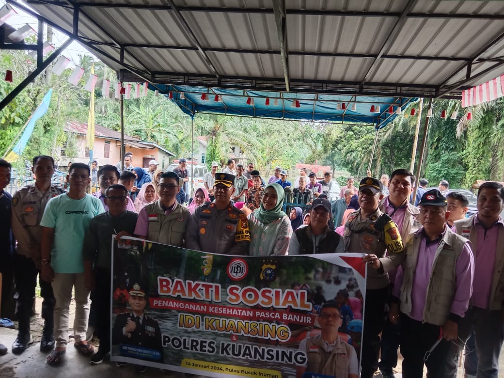 IDI dan Polres Kuansing Gelar Bakti Sosial Pasca Banjir, Wakapolres Bawa Pesan Pemilu Damai