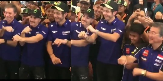 Tertular Virus TikTok, Begini Gaya Valentino Rossi dan Vinales Goyang TikTok Bersama Penggemar