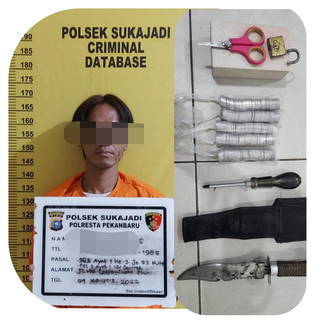 Sita Sangkur Hingga Gunting, Polisi Tangkap Erik Usai Coba Lakukan Aksi Pencurian