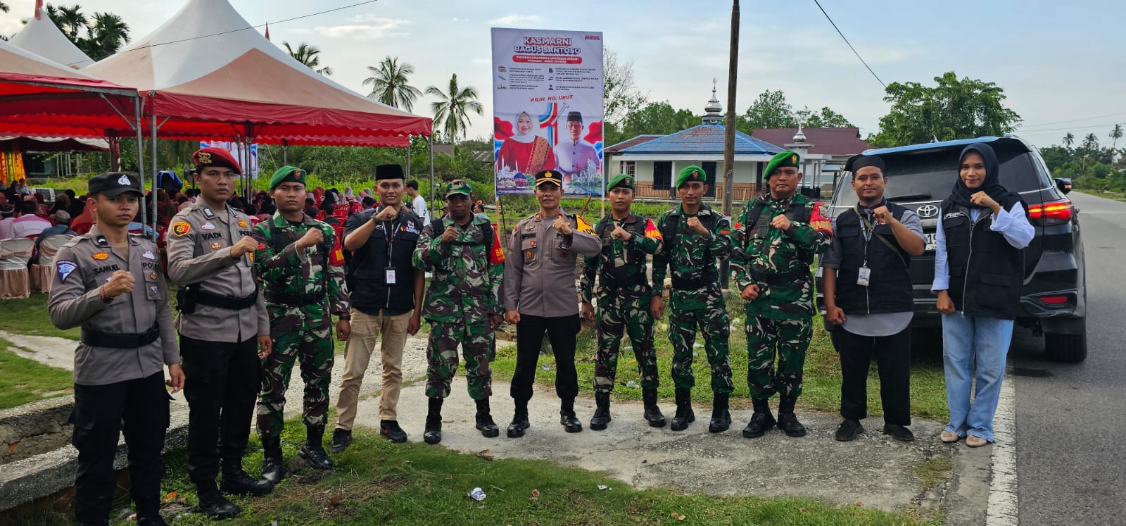 Polres Bengkalis Amankan Kampanye Paslon No. 01 di Desa Pangkalan Jambi