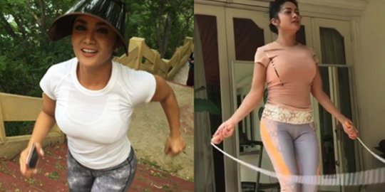 Olahraga loncat tali mengenakan baju ketat, Krisdayanti bikin netter gagal fokus