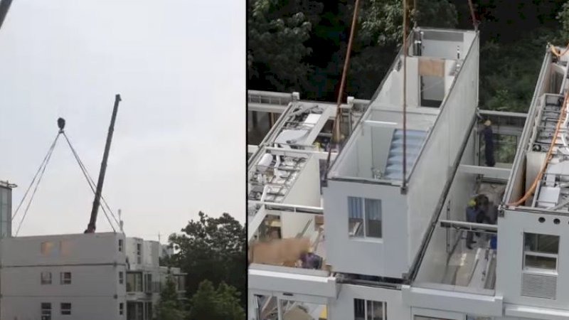 Wah! Viral Video Pembangunan Apartemen 10 Lantai Hanya dalam Waktu 1 Malam