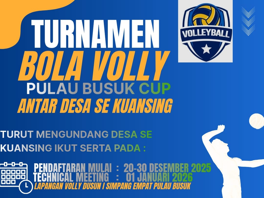 Turnamen Voli Desa Pulau Busuk akan Digelar 2 Januari 2026