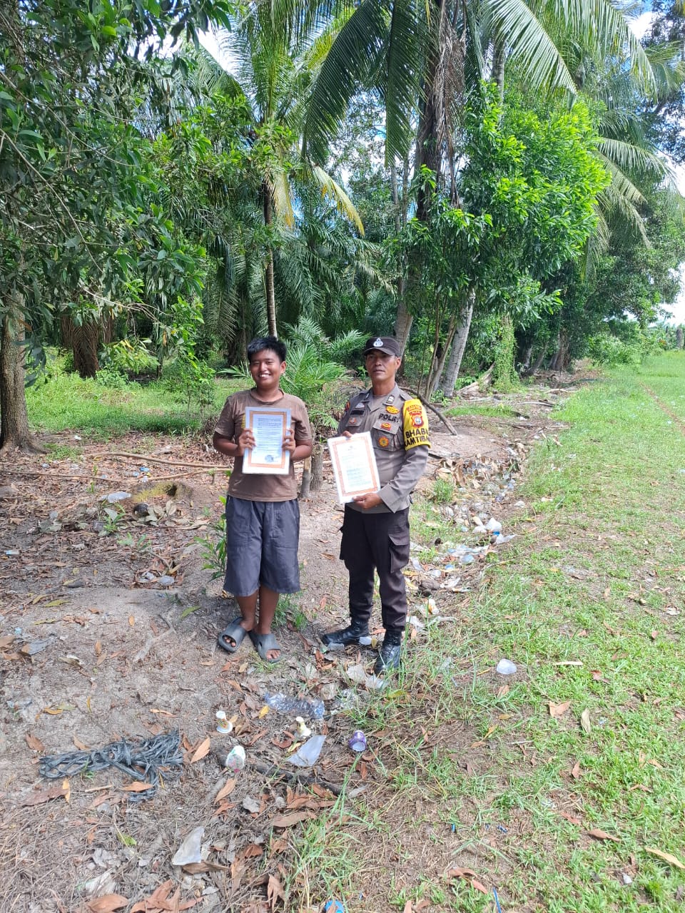 Bhabinkamtibmas Bangko Makmur Imbau Masyarakat Tak Bakar Lahan dan Hutan