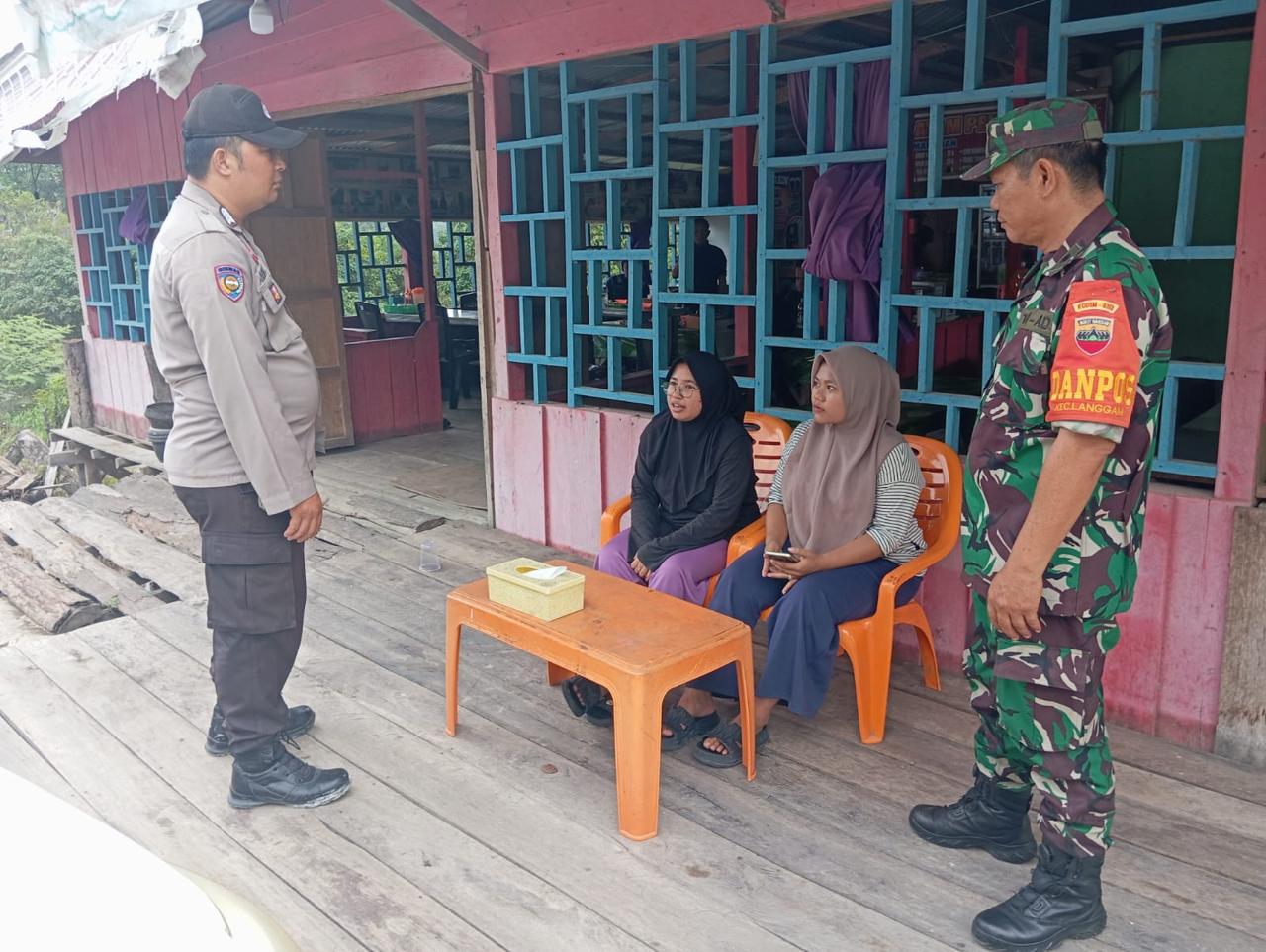 Kanit Binmas dan Babinsa Polsek Langgam Jaga Pemilu Damai