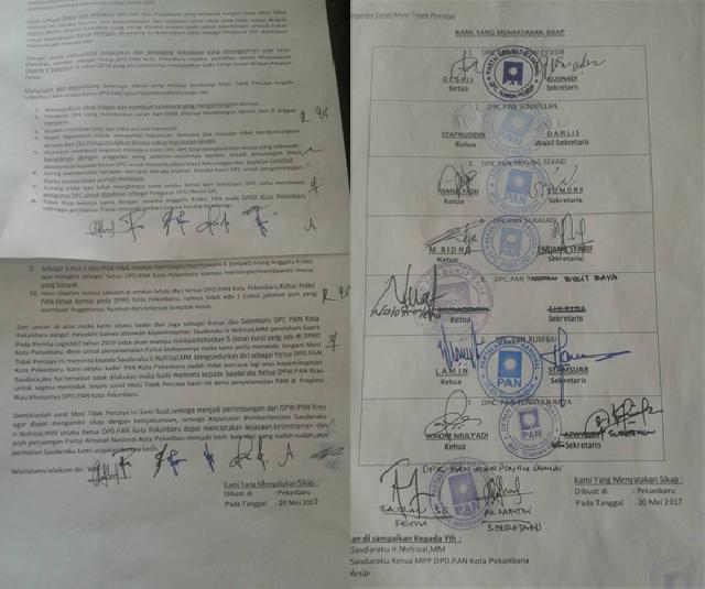 Dianggap Arogan, 8 DPC PAN Pekanbaru Nyatakan Mosi tak Percaya Terhadap Ketua DPD