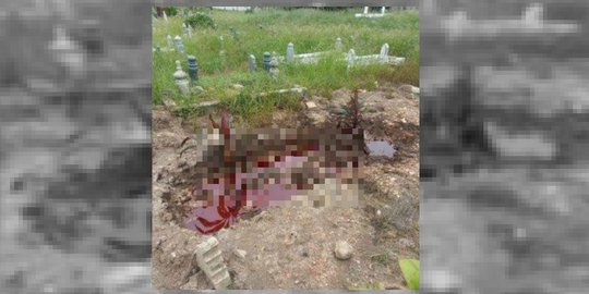 Polisi Lakukan Penyelidikan Makam yang Viral Penuh Cairan Merah Seperti Darah