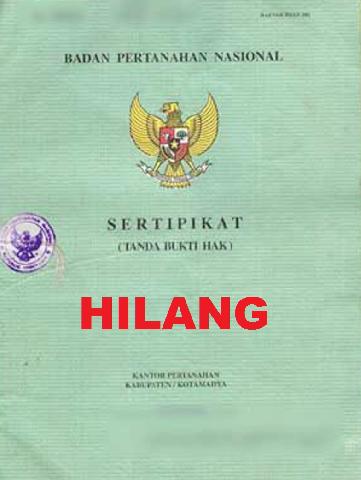 Kehilangan Surat Tanah Atas Nama Yunus