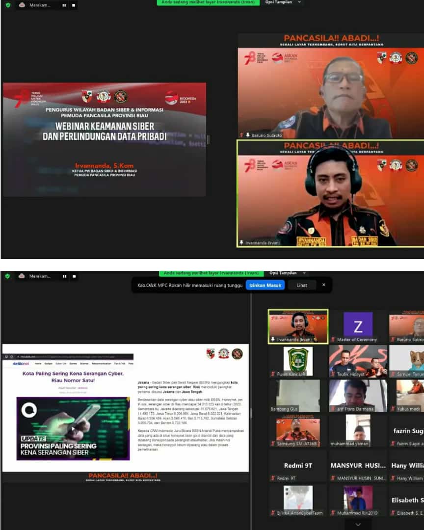 Badan Siber Pemuda Pancasila Riau Sukses Gelar Webinar Keamanan Siber