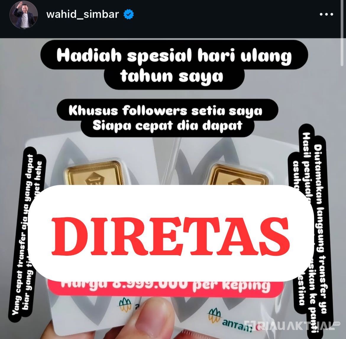 Instagram Gubri Abdul Wahid Diretas, Masyarakat Diminta Waspada