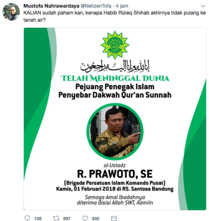 Ustaz Prawoto Dibunuh, 