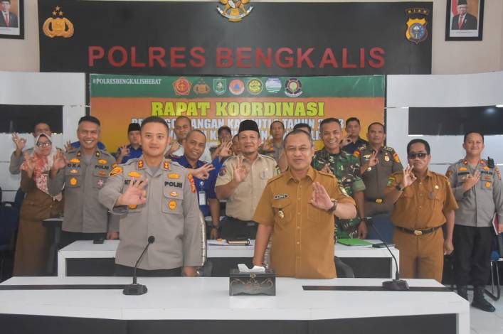 Cegah dan Tangani Karhutla, Wabup Ikuti Rakor di Polres Bengkalis