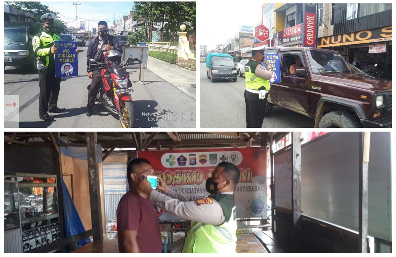 Polres Rohul Efektifkan Operasi Zebra Lancang Kuning 2021 Untuk Himbauan Prokes