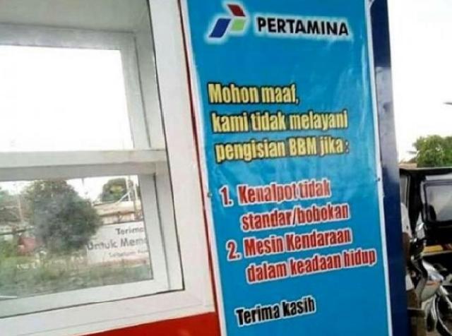 Motor dengan Knalpot Racing Kini Dilarang Mengisi Bahan Bakar di SPBU